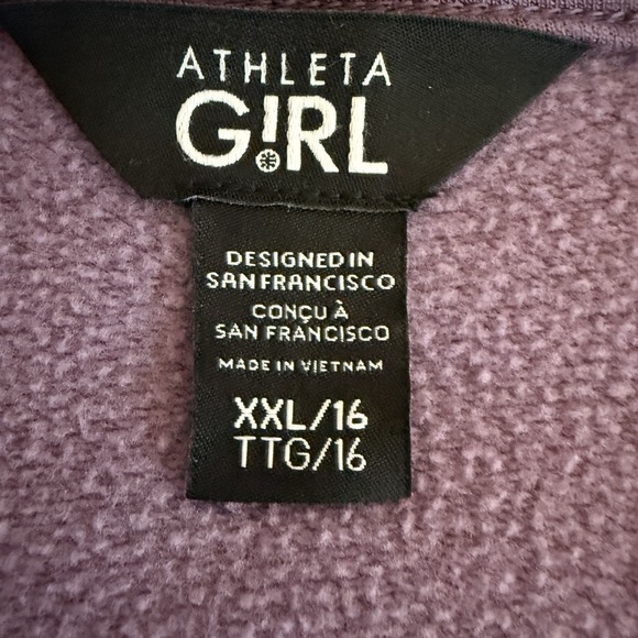 Athleta Girl Purple Open Front Sweatshirt Cardigan Size XXL Pockets Casual - Picture 5 of 8